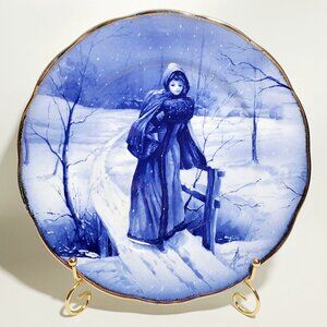 Blue & White Children Wall Plate Royal Doulton Style, England